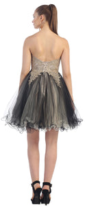 Strapless Lace Applique Short Dress-LA1286