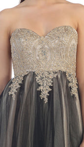 Strapless Lace Applique Short Dress-LA1286