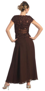 Short Sleeve Sequins Chiffon Dress-LA571 - - Dresses LA Merchandise