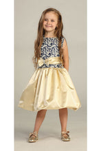Load image into Gallery viewer, A adorable cap sleeve jacquard party dress- DR3014 - Navy Blue/Gold - LA Merchandise