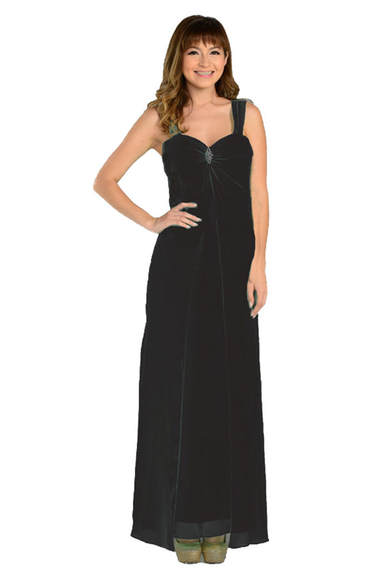 A simple chiffon bridesmaid dress- LAY7000 - BLACK - LA Merchandise