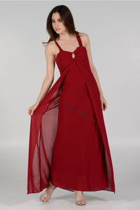 A simple chiffon bridesmaid dress- LAY7000 - BURGUNDY - LA Merchandise
