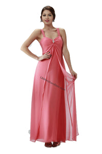 A simple chiffon bridesmaid dress- LAY7000 - CORAL - LA Merchandise