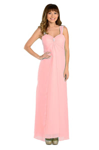 A simple chiffon bridesmaid dress- LAY7000 - PINK - LA Merchandise