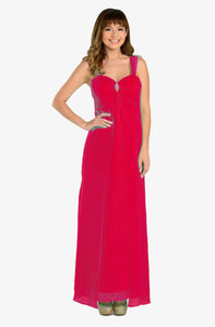 A simple chiffon bridesmaid dress- LAY7000 - RED - LA Merchandise