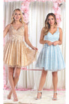 Load image into Gallery viewer, La Merchandise LA1890 Short Homecoming Applique Cocktail Dress - CHAMPAGNE - LA Merchandise