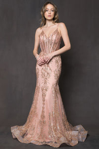 LA Merchandise LAABZ015 Red Carpet Glitter Dress - ROSE - LA Merchandise
