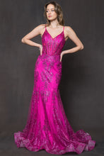 Load image into Gallery viewer, LA Merchandise LAABZ015 Red Carpet Glitter Dress - MAGENTA - LA Merchandise