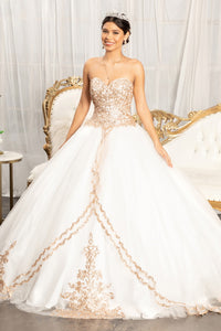 La Merchandise LAS1973 Strapless Detailed Ball Quinceanera Dress - OFF WHITE - LA Merchandise