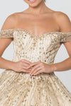 Load image into Gallery viewer, La Merchandise LAS2831 Off Shoulder Glitter Quinceanera Ball Gown - CHAMPAGNE - LA Merchandise