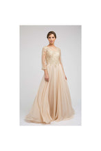 Load image into Gallery viewer, Beautiful 3/4 Sleeve Mother of the Bride Gown - LATM12 - CHAMPAGNE - LA Merchandise