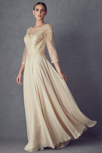 Beautiful 3/4 Sleeve Mother of the Bride Gown - LATM12 - - LA Merchandise