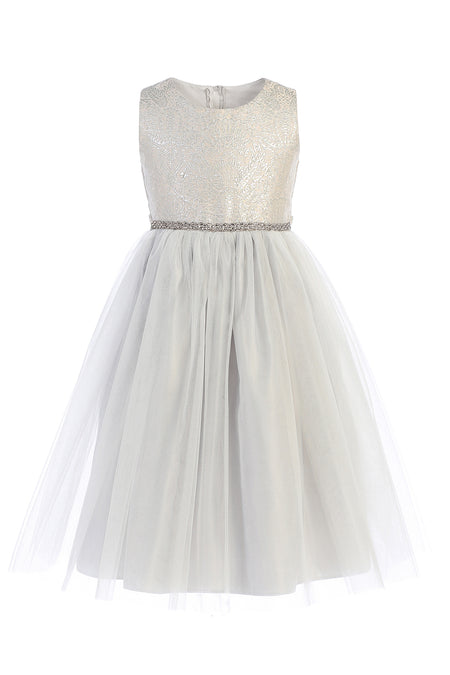 Beautiful Little Girl Dress - LAK764 - SILVER - LA Merchandise