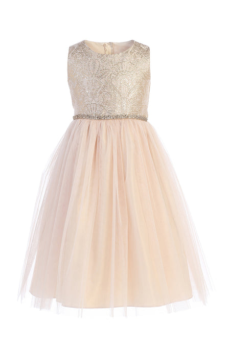 Beautiful Little Girl Dress - LAK764 - CHAMPAGNE - LA Merchandise
