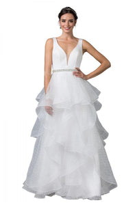 Beautiful Long Gown- LAEL2296 - OFF WHITE - LA Merchandise