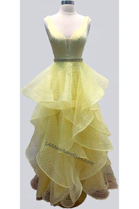 Beautiful Long Gown- LAEL2296 - YELLOW - LA Merchandise