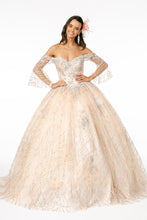 Load image into Gallery viewer, La Merchandise LAS2911 Bell Sleeve Glitter Quinceanera Dresses - CHAMPAGNE - LA Merchandise