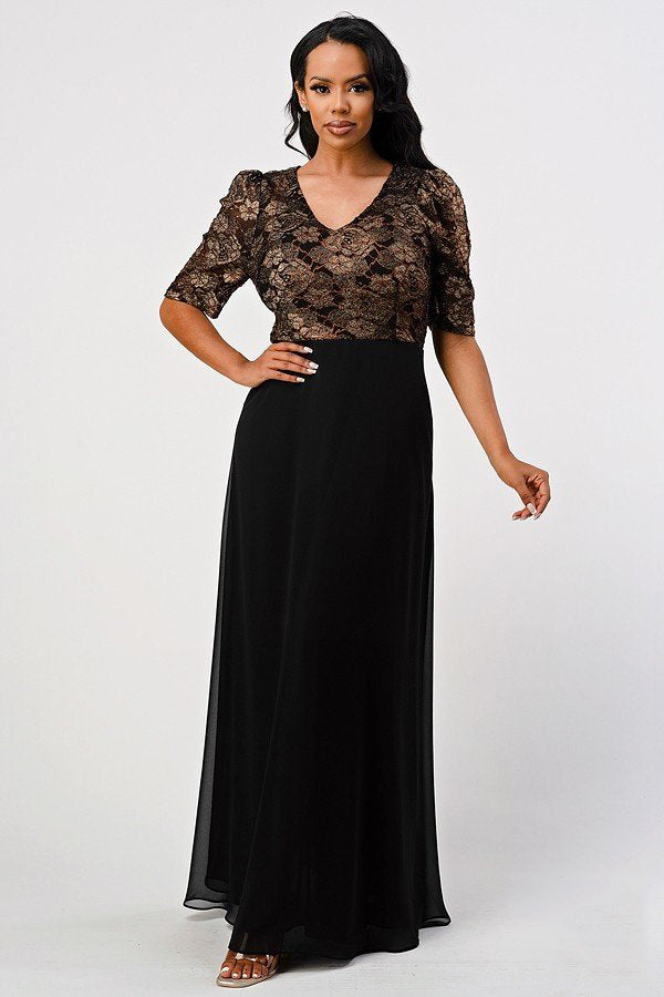 Black Mother of Bride Gown- LAN671 - Black/Copper XL - LA Merchandise