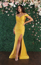 Load image into Gallery viewer, La Merchandise LA1855 Off the Shoulder Bodycon Stretchy Prom Dress - MUSTARD - LA Merchandise