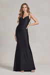 Load image into Gallery viewer, La Merchandise LAXK490 Simple Stretchy Bodycon Formal Prom Gown - BLACK - LA Merchandise