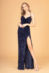 Load image into Gallery viewer, La Merchandise LAS3081 Sexy Sequined Open Back Long Prom Dress - NAVY BLUE - LA Merchandise