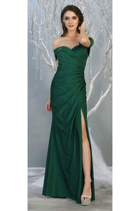 La Merchandise LA1825 Wholesale Off Shoulder Bodycon Bridesmaids Dress - HUNTER GREEN - LA Merchandise
