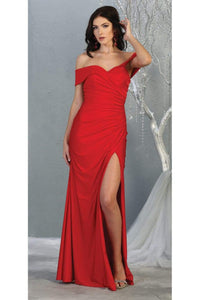 La Merchandise LA1825 Wholesale Off Shoulder Bodycon Bridesmaids Dress - RED - LA Merchandise