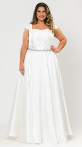 Cap Sleeve Plus Size Gown-LAYW1104 - OFF WHITE IVORY - LA Merchandise