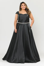 Load image into Gallery viewer, Cap Sleeve Plus Size Gown-LAYW1104 - BLACK - LA Merchandise