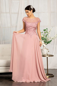 Chiffon A-Line Dress - LAS3065 - Dusty Rose 4XL - Dresses LA Merchandise