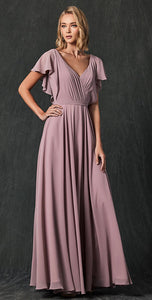 Chiffon Bridesmaids Gown - LAT261 - Mauve - LA Merchandise