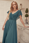 Load image into Gallery viewer, La Merchandise LAT261 Long Flowy Sleeves Chiffon Bridesmaids dress - - LA Merchandise