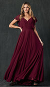Load image into Gallery viewer, La Merchandise LAT261 Long Flowy Sleeves Chiffon Bridesmaids dress - Burgundy - LA Merchandise