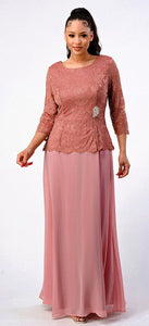 Classic Mother of Bride Gown - LAN651 - Mauve XL - LA Merchandise
