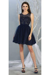 Load image into Gallery viewer, La Merchandise LA1803 Sleeveless A-Line Short Mesh Homecoming Dress - NAVY BLUE - LA Merchandise