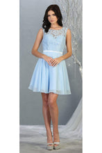 Load image into Gallery viewer, La Merchandise LA1814 Classy Short Lace &amp; Chiffon Bridesmaids Dresses - BABY BLUE - LA Merchandise