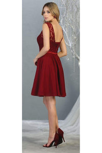 La Merchandise LA1814 Classy Short Lace & Chiffon Bridesmaids Dresses - - LA Merchandise