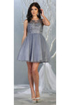Load image into Gallery viewer, La Merchandise LA1803 Sleeveless A-Line Short Mesh Homecoming Dress - DUSTY BLUE - LA Merchandise