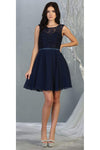 Load image into Gallery viewer, La Merchandise LA1814 Classy Short Lace &amp; Chiffon Bridesmaids Dresses - NAVY BLUE - LA Merchandise