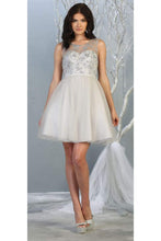 Load image into Gallery viewer, La Merchandise LA1803 Sleeveless A-Line Short Mesh Homecoming Dress - SILVER - LA Merchandise