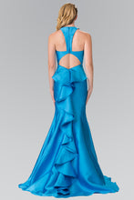 Load image into Gallery viewer, La Merchandise LAS2224 Turquoise Halter Mikado Mermaid Prom Dress - - LA Merchandise