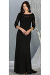 Load image into Gallery viewer, La Merchandise LA1810 Classy 3/4 Long Sleeve Mother Of The Bride Dress - BLACK - LA Merchandise