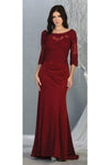 Load image into Gallery viewer, La Merchandise LA1810 Classy 3/4 Long Sleeve Mother Of The Bride Dress - BURGUNDY - LA Merchandise