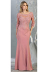 Load image into Gallery viewer, La Merchandise LA1810 Classy 3/4 Long Sleeve Mother Of The Bride Dress - MAUVE - LA Merchandise