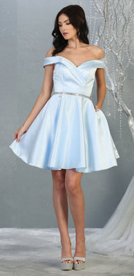Classy Off the shoulder Prom Dress- LA1815 - Baby Blue - LA Merchandise