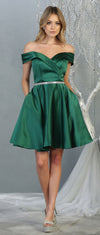 Load image into Gallery viewer, Classy Off the shoulder Prom Dress- LA1815 - Hunter Green - LA Merchandise