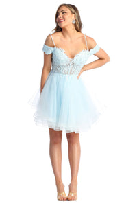 Cocktail Short Dresses - LA1897 - BABY BLUE - Dresses LA Merchandise