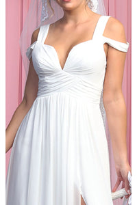 Cold Shoulder Ivory Bridal Evening Gown - LA1848B - - LA Merchandise