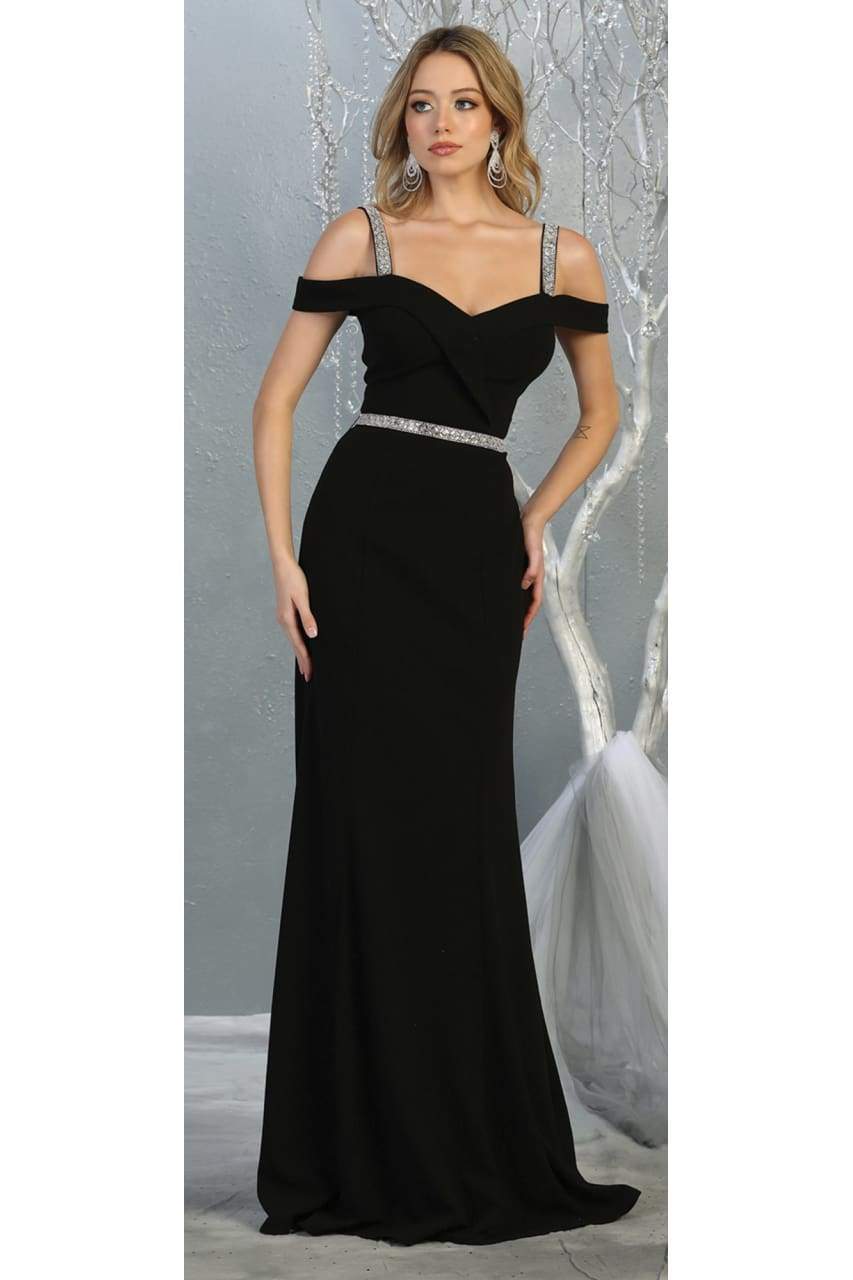Cold Shoulder Formal Long Dresses - LA1765 - BLACK - LA Merchandise