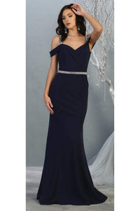Cold Shoulder Formal Long Dresses - LA1765 - NAVY BLUE - LA Merchandise